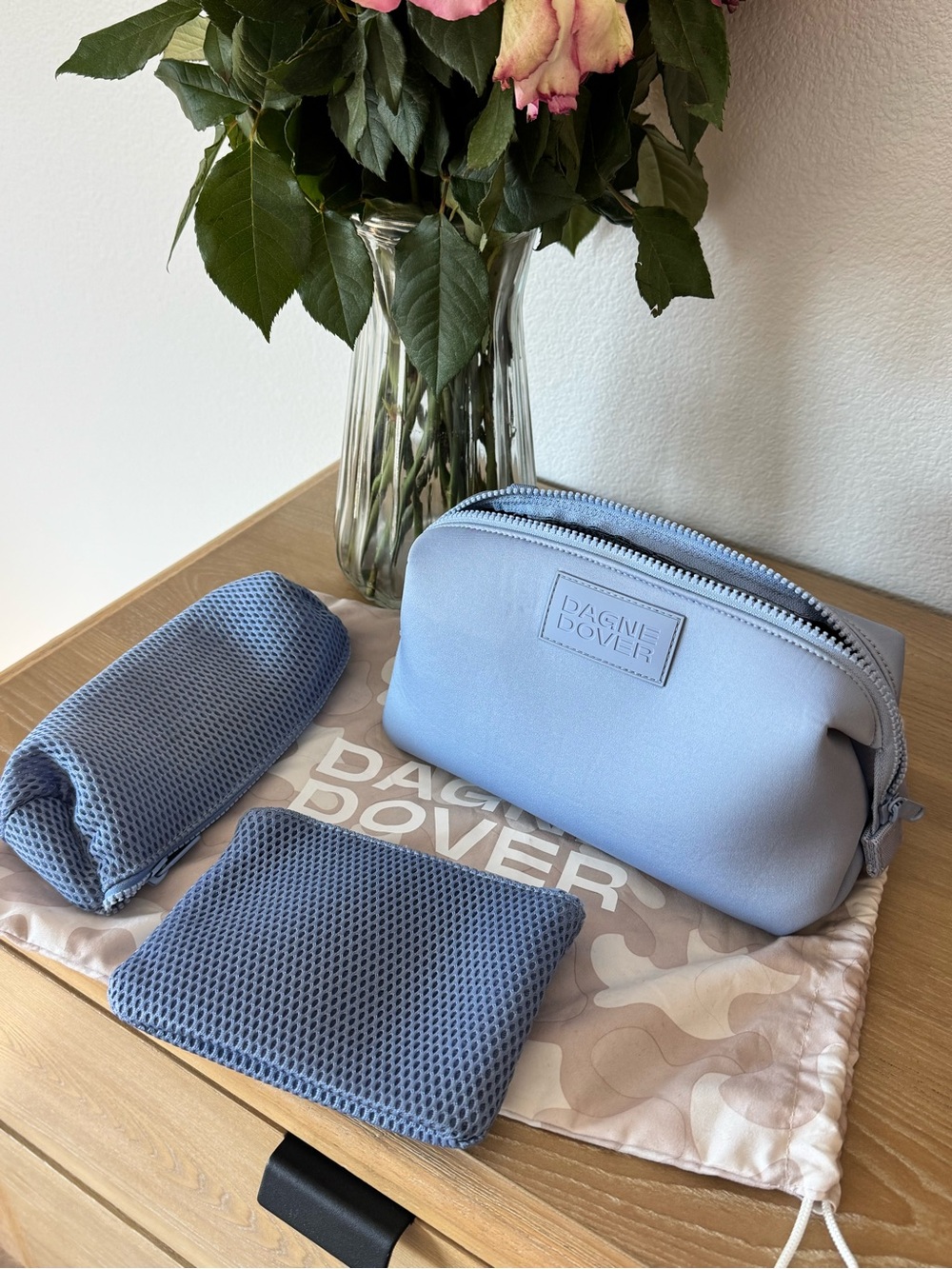 Dagne Dover Light Blue Neoprene Men's Accessories Pouch Set